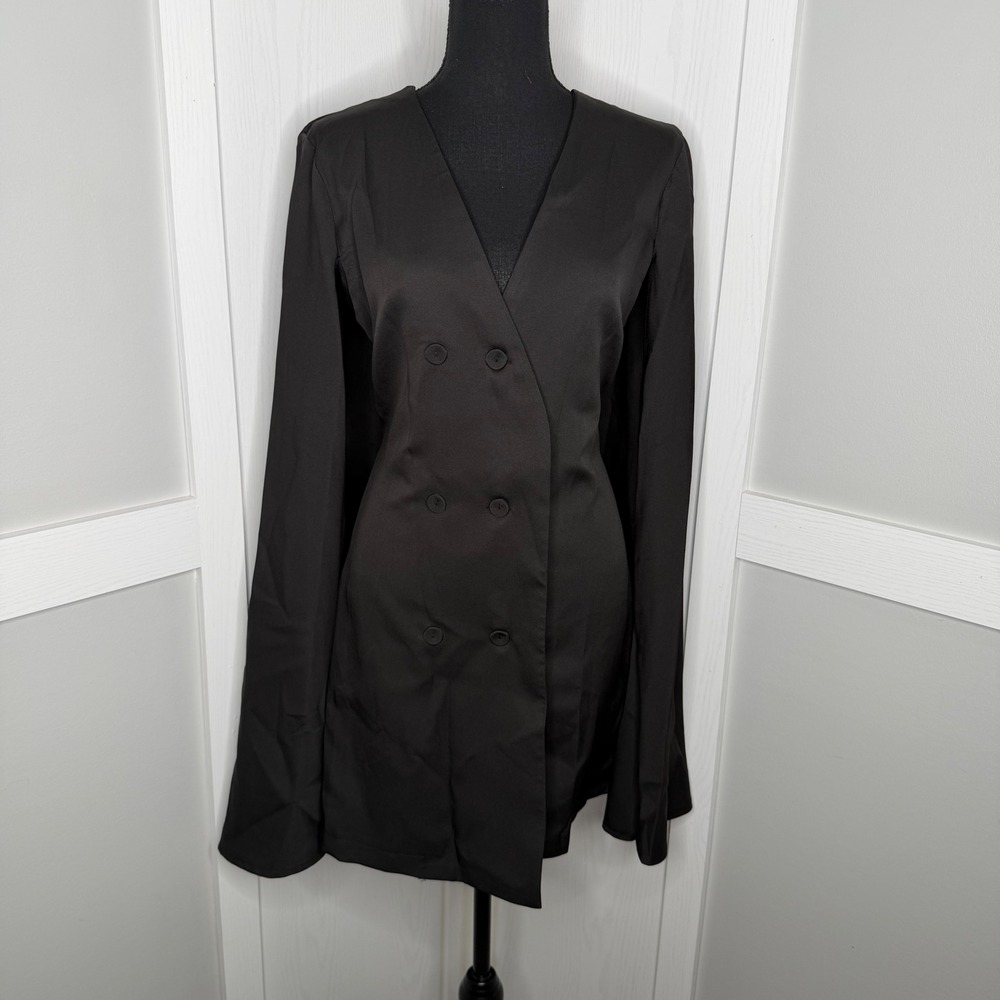 Kohl's Cape Dress Women Large Black Double Breasted V-Neck Mini Dress